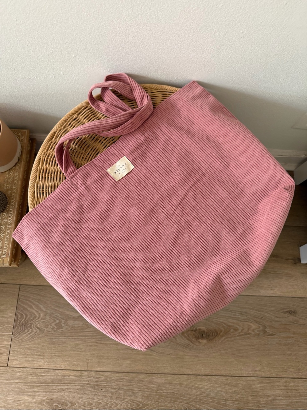 Sézane Ribbed Knit Tote— Dusty Rose